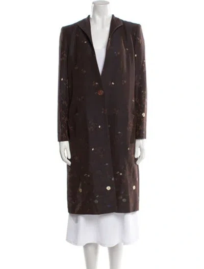 Pre-owned Givenchy Floral Print Trench Coat In Brown