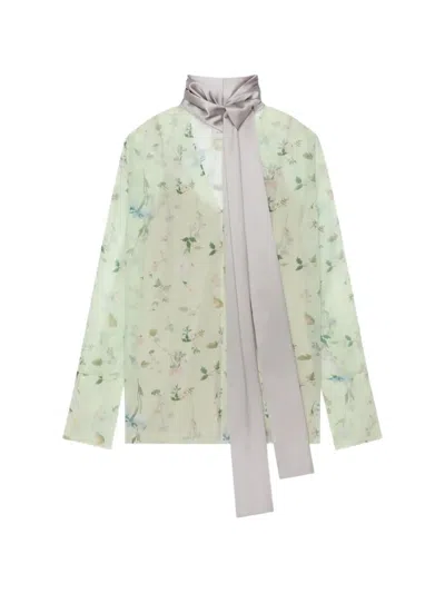 Givenchy Floral Pussy-bow Blouse In Multi