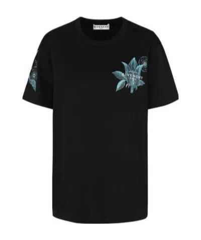 Givenchy Floral Schematics Printed T-shirt In Black