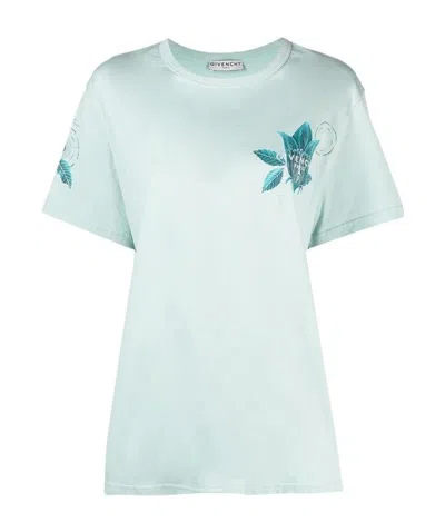Givenchy Floral Schematics Printed T-shirt In Blue