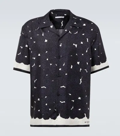 Givenchy Floral Silk Bowling Shirt In Black