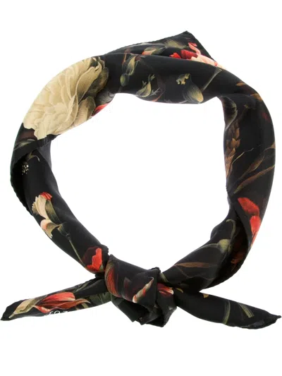 Givenchy Floral Silk Scarf In Black