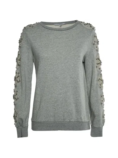 Pre-owned Givenchy Floral-appliqué Embroidered Sweatshirt In Gray