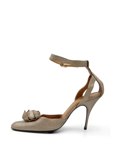 Pre-owned Givenchy Floral-detail Ankle-strap Pumps In Neutral