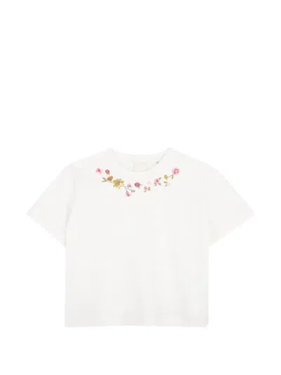 Givenchy Kids' Floral-embroidered T-shirt In White