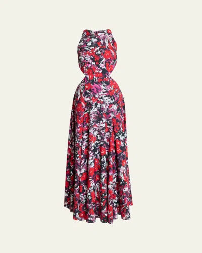 Givenchy Floral-print Cutout Sleeveless Maxi Dress In Multi