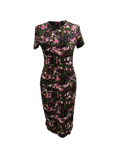 Pre-owned Givenchy Floral-print Midi Dress In Black