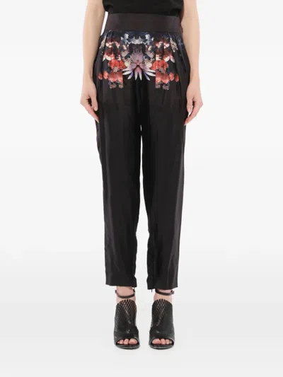 Givenchy Floral-print Pleated Trousers In Black