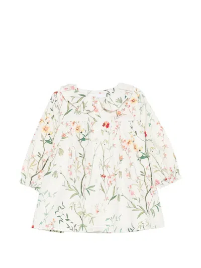 Givenchy Babies' Floral-print Ruffled-collar Dress In White