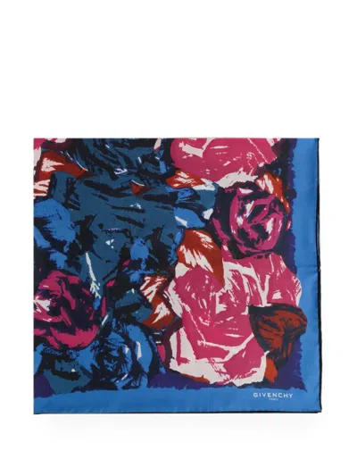 Givenchy Floral-print Silk Scarf In Purple
