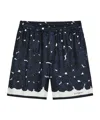 Givenchy Mens Dark Navy Roses Drawstring Silk Shorts In Blue