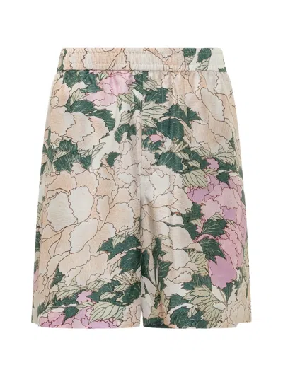 Givenchy Bermuda Shorts In Silk With Pastel Flowers Print In Multi