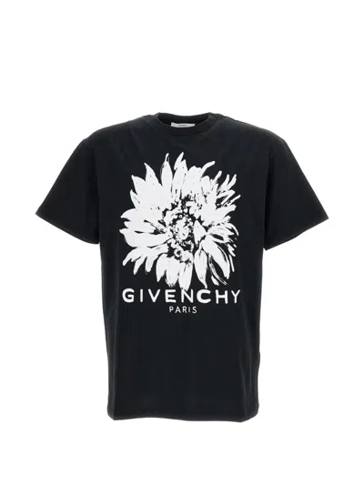 Givenchy Flower Graphic Logo Cotton T-shirt In Black