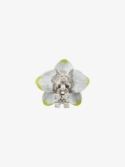 Givenchy Flower Ear Cuff In Metal, Enamel And Crystal In Metallic