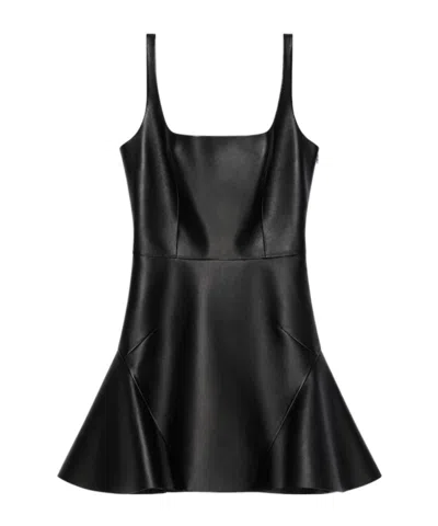 Givenchy Fluted Mini Dress In Leather In Black