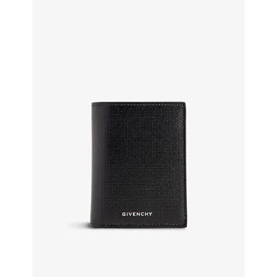 GIVENCHY MENS 001-BLACK FOILED-BRANDING LEATHER CARD HOLDER