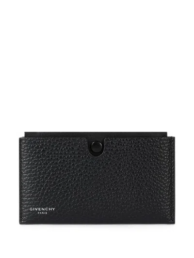 Givenchy Fold Card Holder With Case In Grained Leather In Black