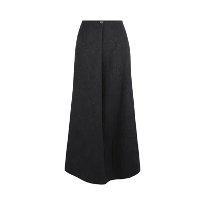 Pre-owned Givenchy Fold Over Mid Rise Wool Blend Midi Skirt 'dark Grey' | Women's Size 44 In Gray
