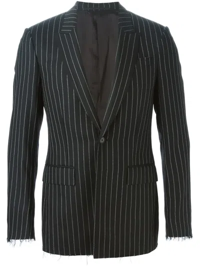 Givenchy Frayed Pinstripe Blazer In Black