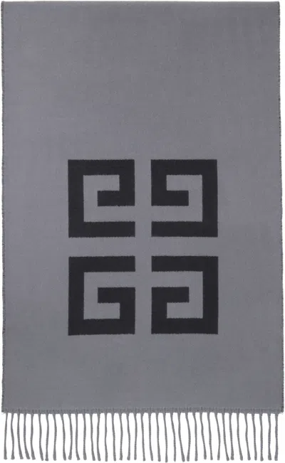 Givenchy Fringed Scarf In Pearl Grey/white