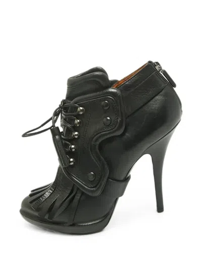 Pre-owned Givenchy Fringe-detail Ankle Boots In Black