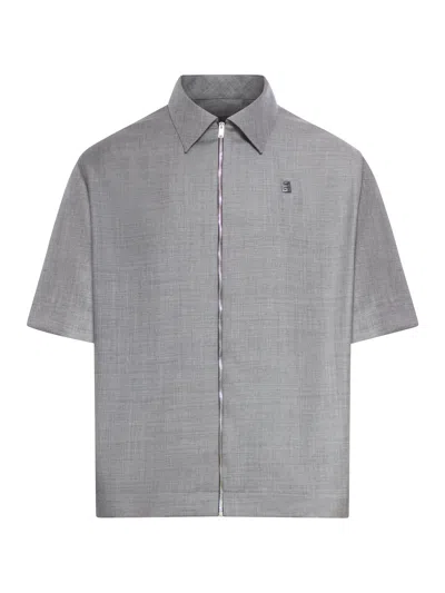 Givenchy From The Parade Wool Zip-up Shirt With 4g Detail In Grey