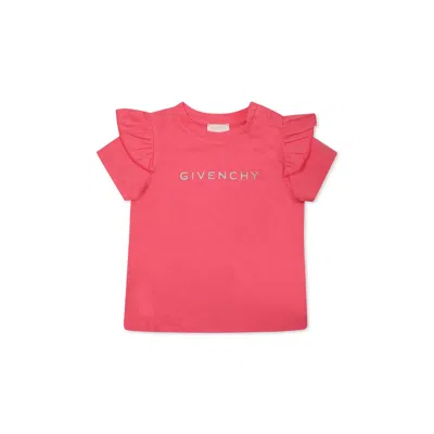 Givenchy Fuchsia T-shirt For Baby Girl With Logo In Pink