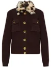 Givenchy Fur Collar Button-up Cardigan In Brown
