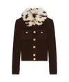 Givenchy Fur Collar Button-up Cardigan In Black