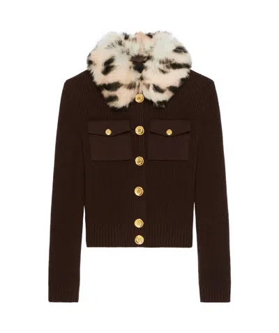 GIVENCHY GIVENCHY FUR COLLARED BUTTON-UP CARDIGAN