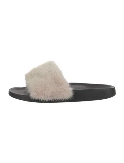 Pre-owned Givenchy Fur Colorblock Pattern Slides In Multi