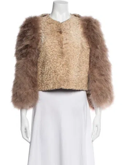 Pre-owned Givenchy Fur Faux Fur Jacket In Neutral