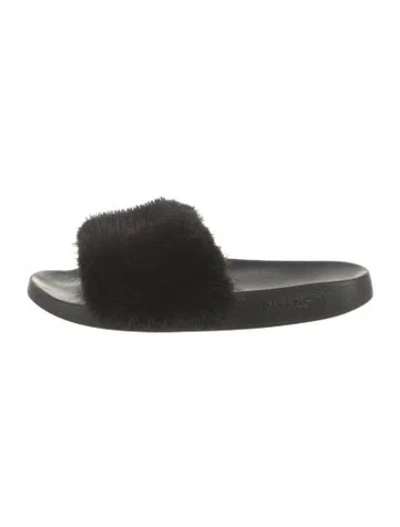 Pre-owned Givenchy Fur Slides In Black