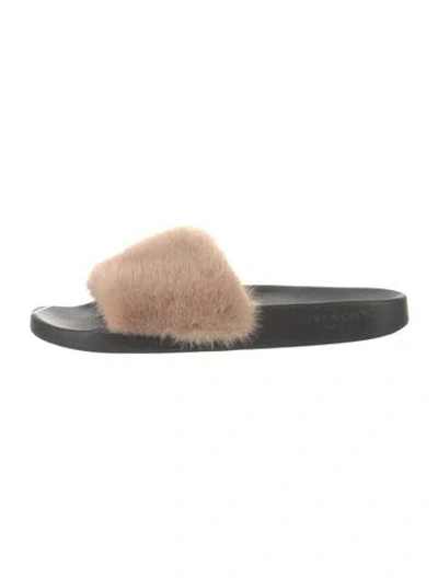 Pre-owned Givenchy Fur Slides In Neutral