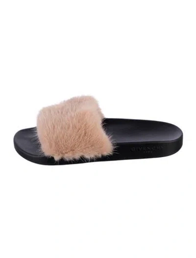 Pre-owned Givenchy Fur Slides In Pink