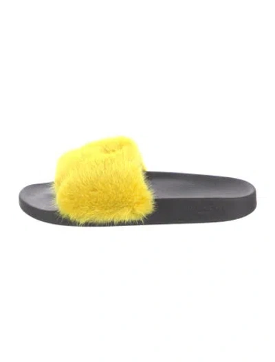 Pre-owned Givenchy Fur Slides In Yellow