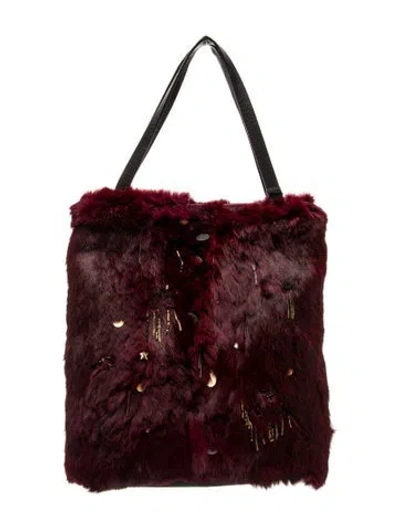 Pre-owned Givenchy Fur Top Handle Bag In Burgundy