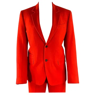 Pre-owned Givenchy Fw12 Size S Red Twill Wool Cotton Notch Lapel Suit