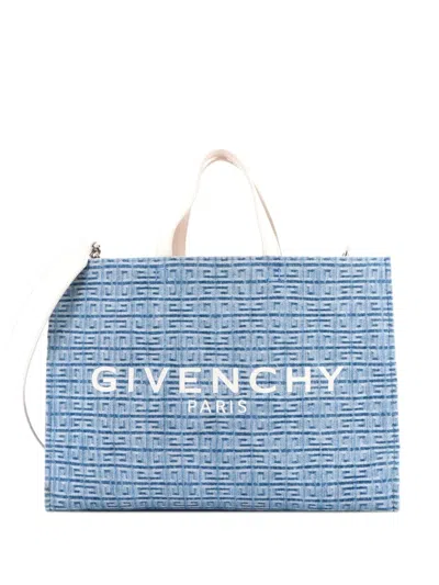 Pre-owned Givenchy G- 4g Denim Medium Tote Bag In Blue