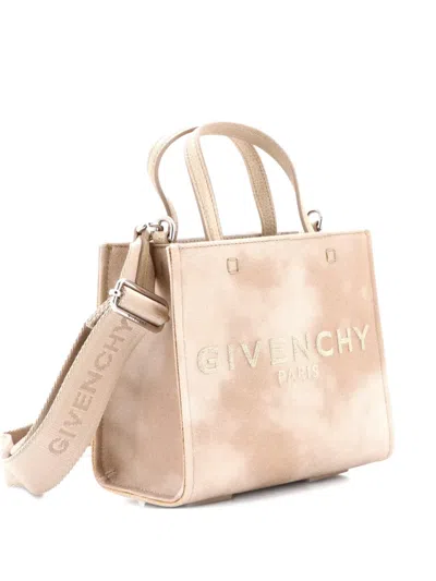 Pre-owned Givenchy G- Printed Canvas Mini Tote Bag In Neutral