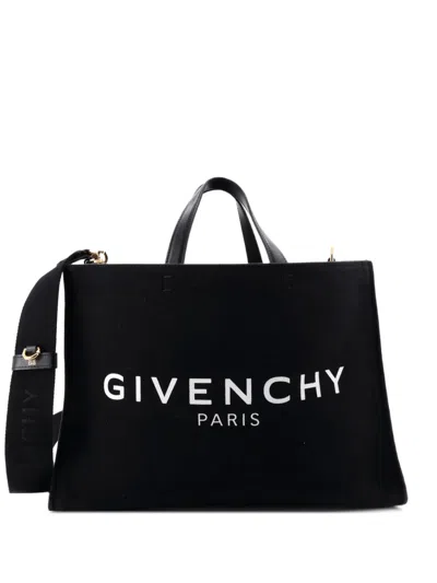 Pre-owned Givenchy G- Canvas Medium Tote Bag In Black
