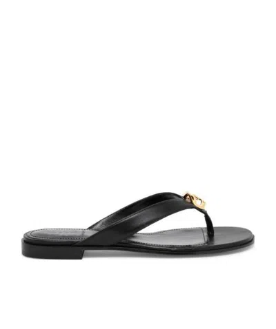 Givenchy Black G Chain Buckle Flat Sandals
