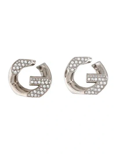 Pre-owned Givenchy G Chain Medium Crystal Earrings In Clear