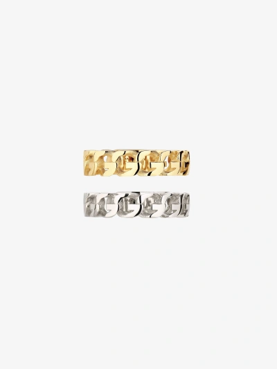 Givenchy G Chain Ring Set In Metal In Golden/silvery