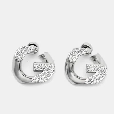 Pre-owned Givenchy G Crystal Silver Tone Earrings