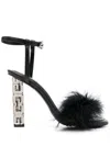 Givenchy G Cube 105mm Feather Sandals In Black