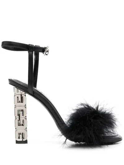Givenchy G Cube 105mm Feather Sandals In Black