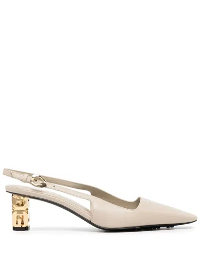 Givenchy G-cube 50mm Slingback Heels In Neutral