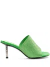 Givenchy G Cube Mules In Satin With Strass In Green