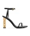 Givenchy Black Leather Sandals With G Cube Heel In Black